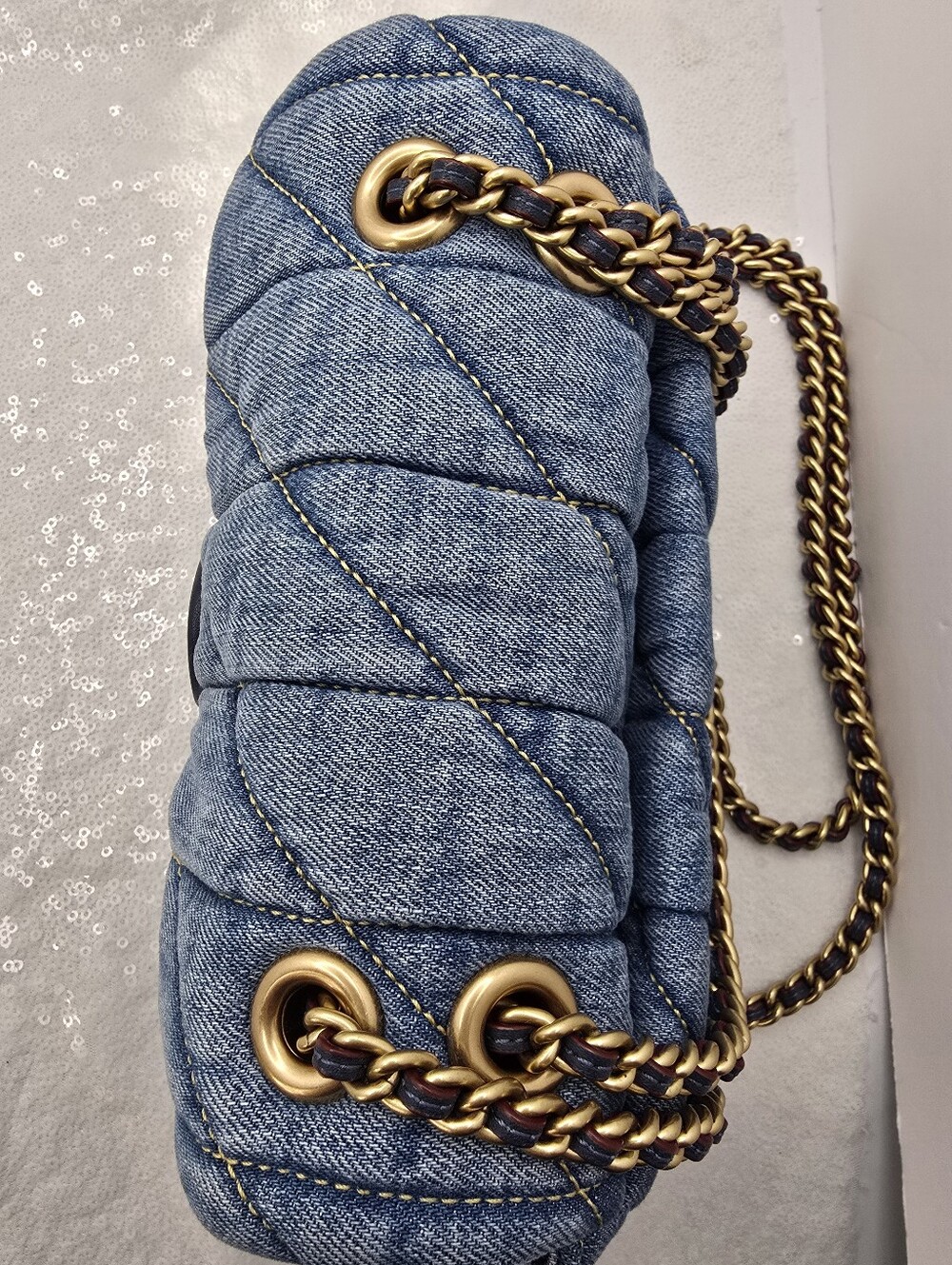 Coach Quilted Denim Small Tabby 20 Shoulder Bag - Picture 12 of 16